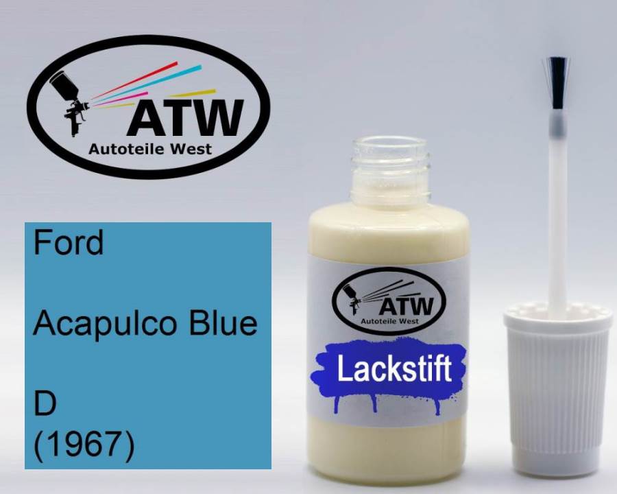 Ford, Acapulco Blue, D (1967): 20ml Lackstift, von ATW Autoteile West.